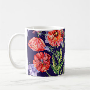 Watercolor Bluebell Poppy Array Coffee Mug