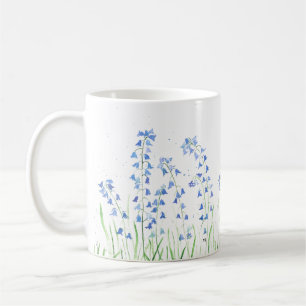 Watercolor bluebells Blue floral Garden wood Coffee Mug