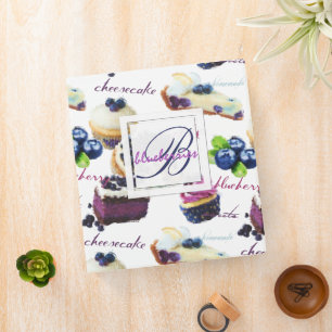 Watercolor Blueberries and Sweets Monogram Binder
