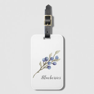 Watercolor Blueberries Botanical Luggage Tag