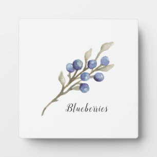 Watercolor Blueberries Botanical Plaque