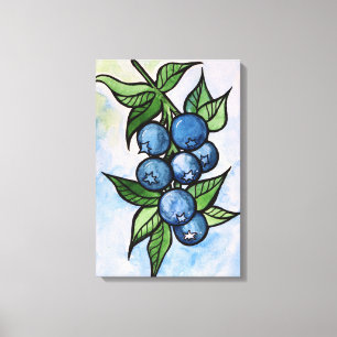 Watercolor Blueberries Canvas Print
