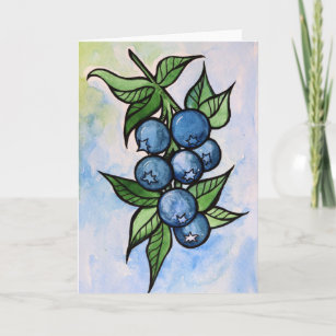Watercolor Blueberries Card