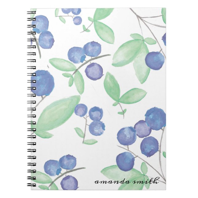 Watercolor Blueberries Notebook (Front)