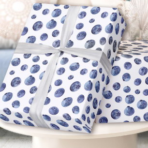 Watercolor blueberries pattern wrapping paper