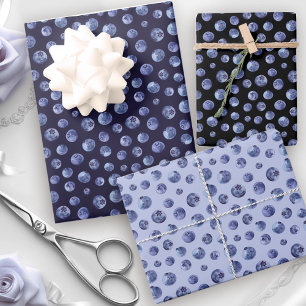 Watercolor blueberries pattern  wrapping paper she