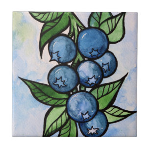Watercolor Blueberries Tile