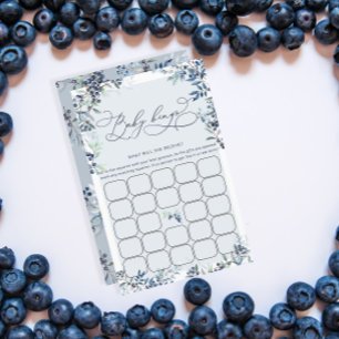 Watercolor Blueberry Baby Bingo Game Card