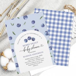 Watercolor Blueberry Baby shower Invitation