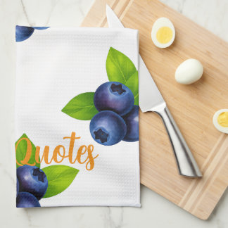 Watercolor Blueberry Botanical Pattern Kitchen Towel