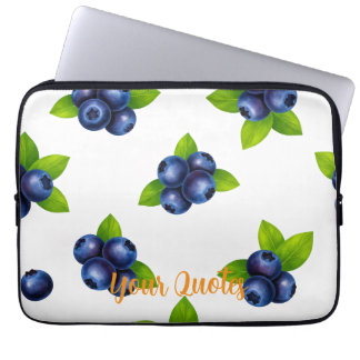 Watercolor Blueberry Botanical Pattern Laptop Sleeve