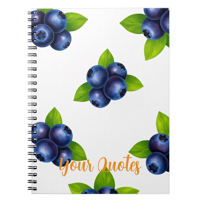 Watercolor Blueberry Botanical Pattern Notebook (Front)