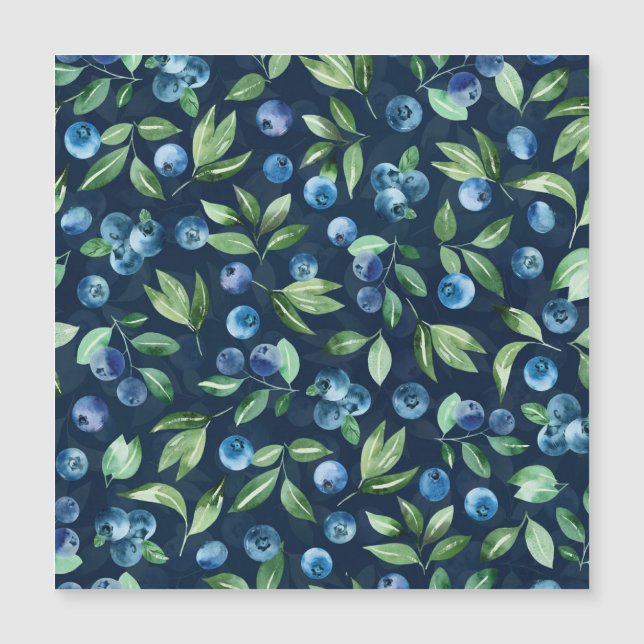 Watercolor Blueberry Dark Background Pattern (Front)
