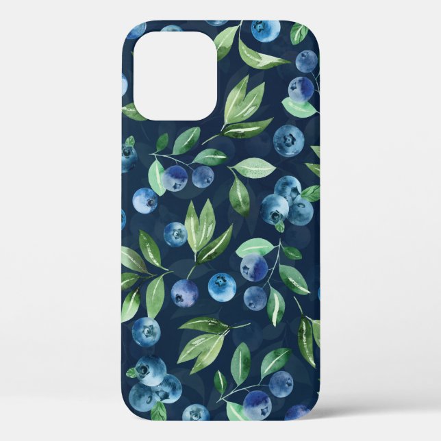Watercolor Blueberry Dark Background Pattern Case-Mate iPhone Case (Back)
