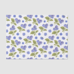 Watercolor Blueberry Fruit and Blueberry Leaves  Tissue Paper