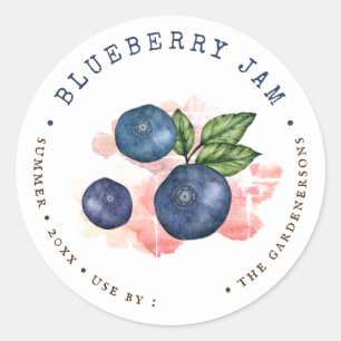 Watercolor Blueberry Jam Classic Round Sticker