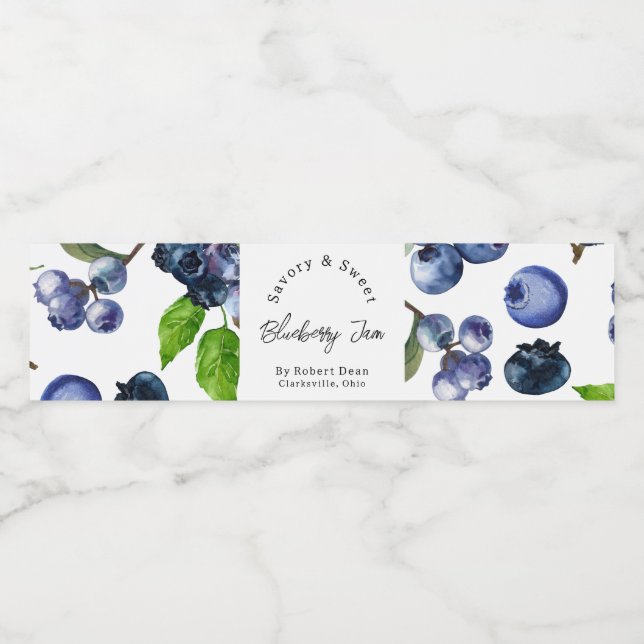 Watercolor Blueberry Jam Wrap-around Label (Single Label)