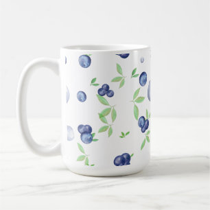 Watercolor Blueberry Pattern Coffee Mug