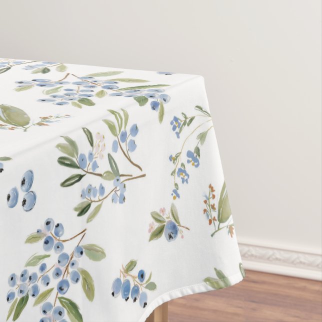 Watercolor Blueberry Pattern Tablecloth (In Situ)