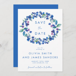 Watercolor Blueberry Wedding Save The Date