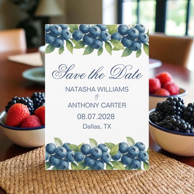 Watercolor Blueberry Wedding Save the Date Invitation (Creator Uploaded)