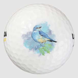 Watercolor Bluebird Garden Bird Art Golf Balls