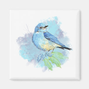 Watercolor Bluebird Pretty Blue Garden Bird Art Magnet