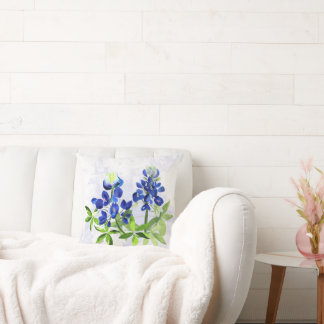 Watercolor Bluebonnet Pillow