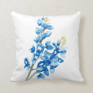 Watercolor Bluebonnet Throw Pillow