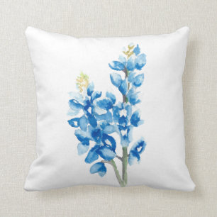 Watercolor Bluebonnet Throw Pillow