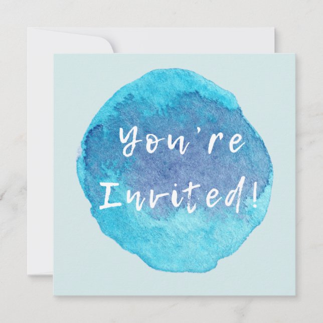 Watercolor Blues Special Occasion Custom Invitation (Front)