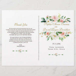 Watercolor Blush Cream Floral Wedding Program