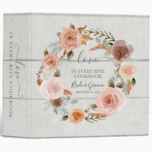 Watercolor Blush Floral Greenery Wedding Cookbook Binder