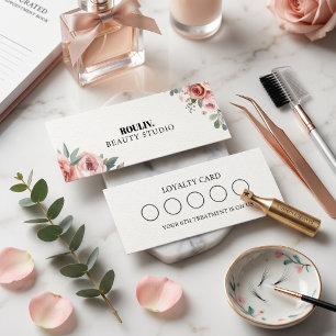 Watercolor Blush Floral Lash Tech & Beauty Salon Loyalty Card