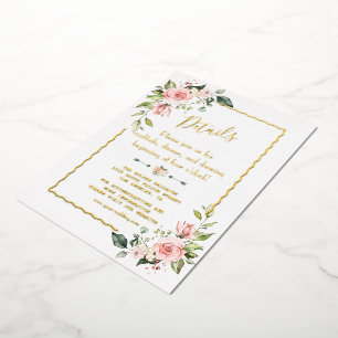 Watercolor Blush Floral REAL FOIL Wedding Details