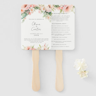 Watercolor Blush Floral Wedding Programs Hand Fan