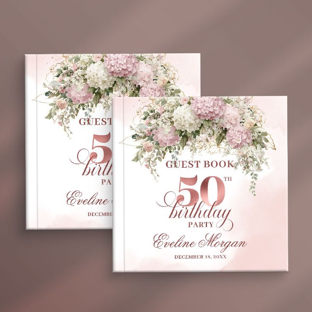 Watercolor Blush Florals 50th Birthday Guest Book (Watercolor Blush Florals 50th Birthday Guest Book)