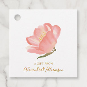 Watercolor Blush Flower Personalized A Gift From Favour Tags