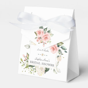 Watercolor Blush Flowers Gold Bridal Tea Party  Favor Box