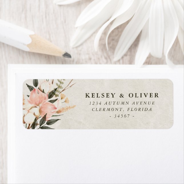 Watercolor Blush Flowers Wedding Bride Groom (Insitu)