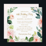 Watercolor Blush Gold Floral 16th Birthday Invite<br><div class="desc">More modern floral Birthday Invitations in the Little Bayleigh Store!</div>