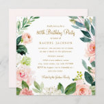 Watercolor Blush Gold Floral 80th Birthday Invite<br><div class="desc">More modern floral Birthday Invitations in the Little Bayleigh Store!</div>