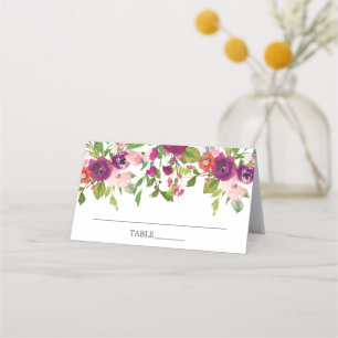 Watercolor Blush & Marsala Floral Place Card