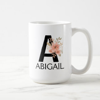 Watercolor Blush Pastel Pink Monogram with Name Coffee Mug