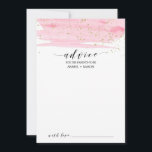 Watercolor Blush Pink and Gold Baby Shower Advice Card<br><div class="desc">This watercolor blush pink and gold baby shower advice card is perfect for a simple baby girl shower. The luxurious feminine design features a light pink watercolor texture with a splash of faux gold glitter dust and an elegant calligraphy script font. Please Note: This design does not feature real gold...</div>