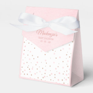 Watercolor Blush Pink and Rose Gold Polka Dot Baby Favor Box