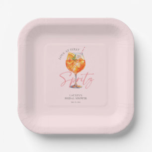 Watercolor Blush Pink Aperol Spritz Bridal Shower Paper Plate