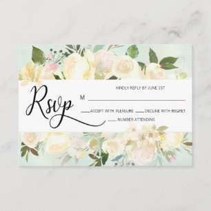 Watercolor Blush Pink Beige Floral Wedding RSVP Card