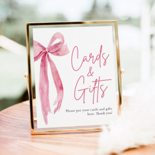Watercolor Blush Pink Bow Cards and Gifts Sign