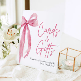 Watercolor Blush Pink Bow Cards and Gifts Sign
